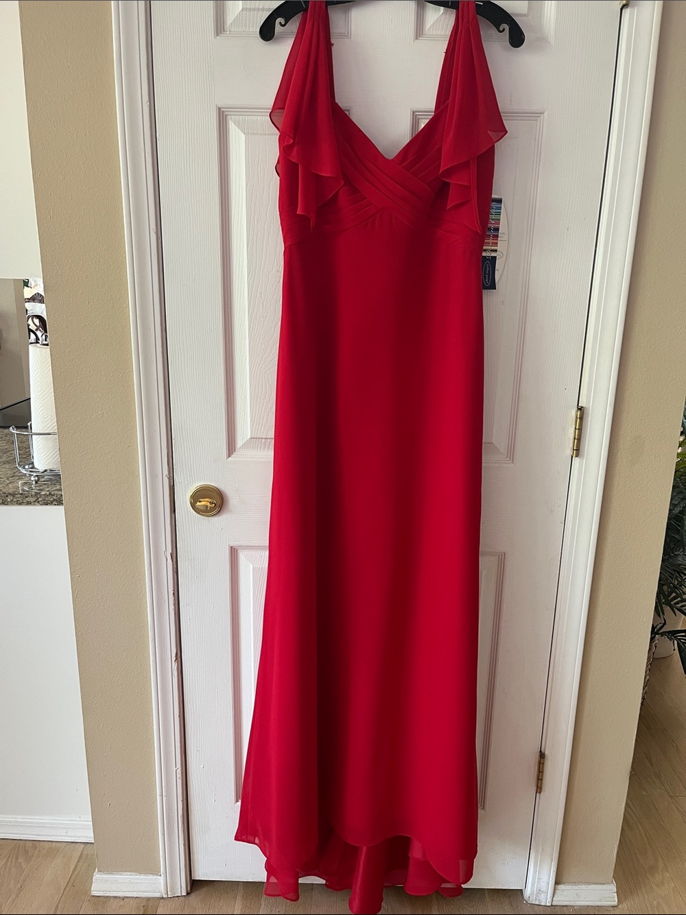 Alfred Angelo Red Maxi Dress with Ruffle Straps